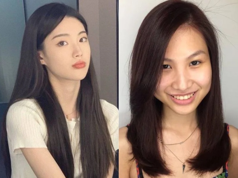 Classic straight Asian hairstyle