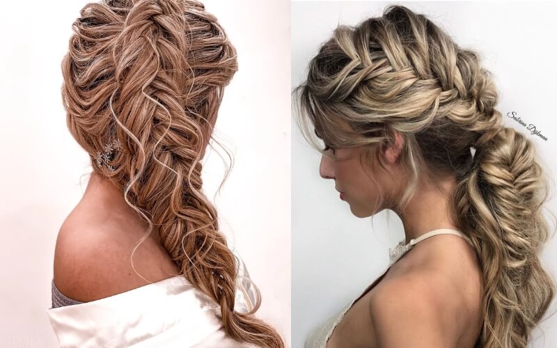 Messy Low Side Fishtail Hairstyle