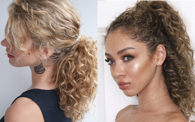 Sleek curly ponytail
