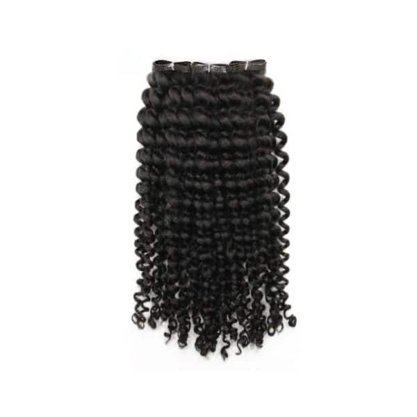 Deep Curly Black Flat Weft Hair Extensions