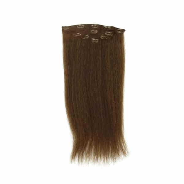 Kinky Straight Light Brown Clip-In Hair Extensions