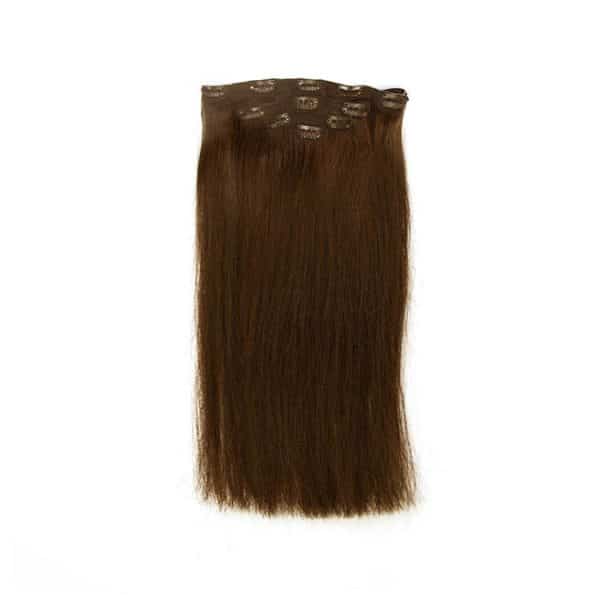 Yaki Straight Dark Brown Clip-In Hair Extensions