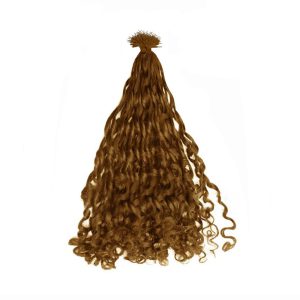 Romantic Curly Light Brown Plastic Nano Ring Hair Extensions