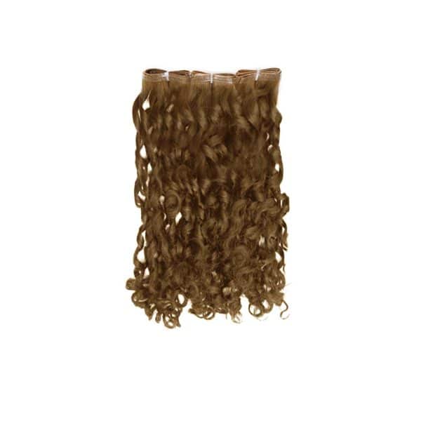 Romantic Curly Light Brown Flat Weft Hair Extensions