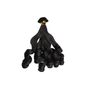 Luxury Bouncy Wavy Black Flat-Tip Hair Extensions