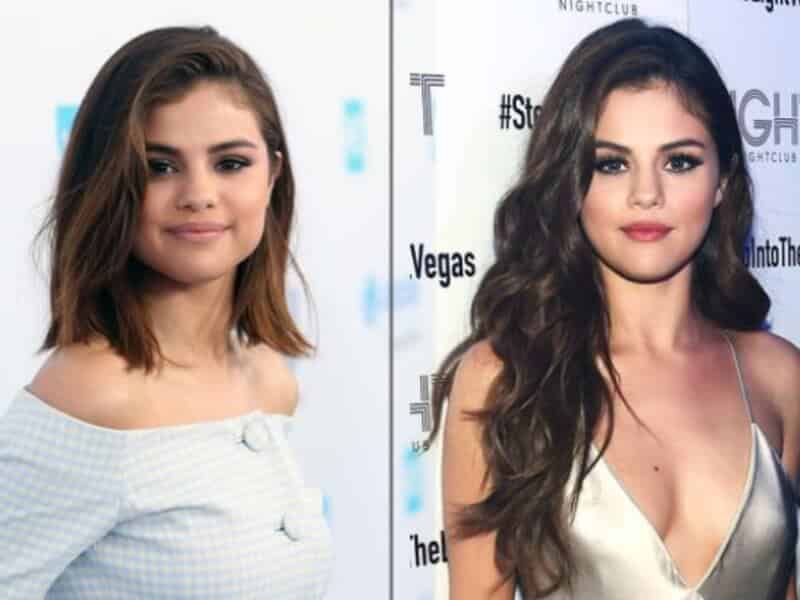 Selena Gomez before and after hair extensions