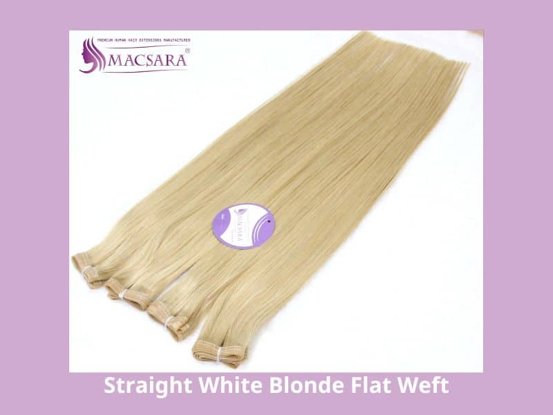 Straight White Blonde Flat Weft Hair Extensions