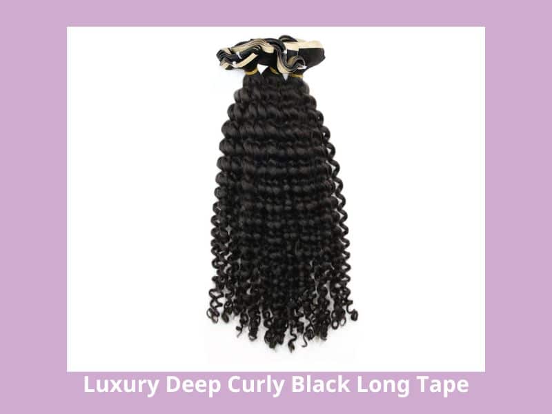 Luxury Deep Curly Black Long Tape Hair Extensions